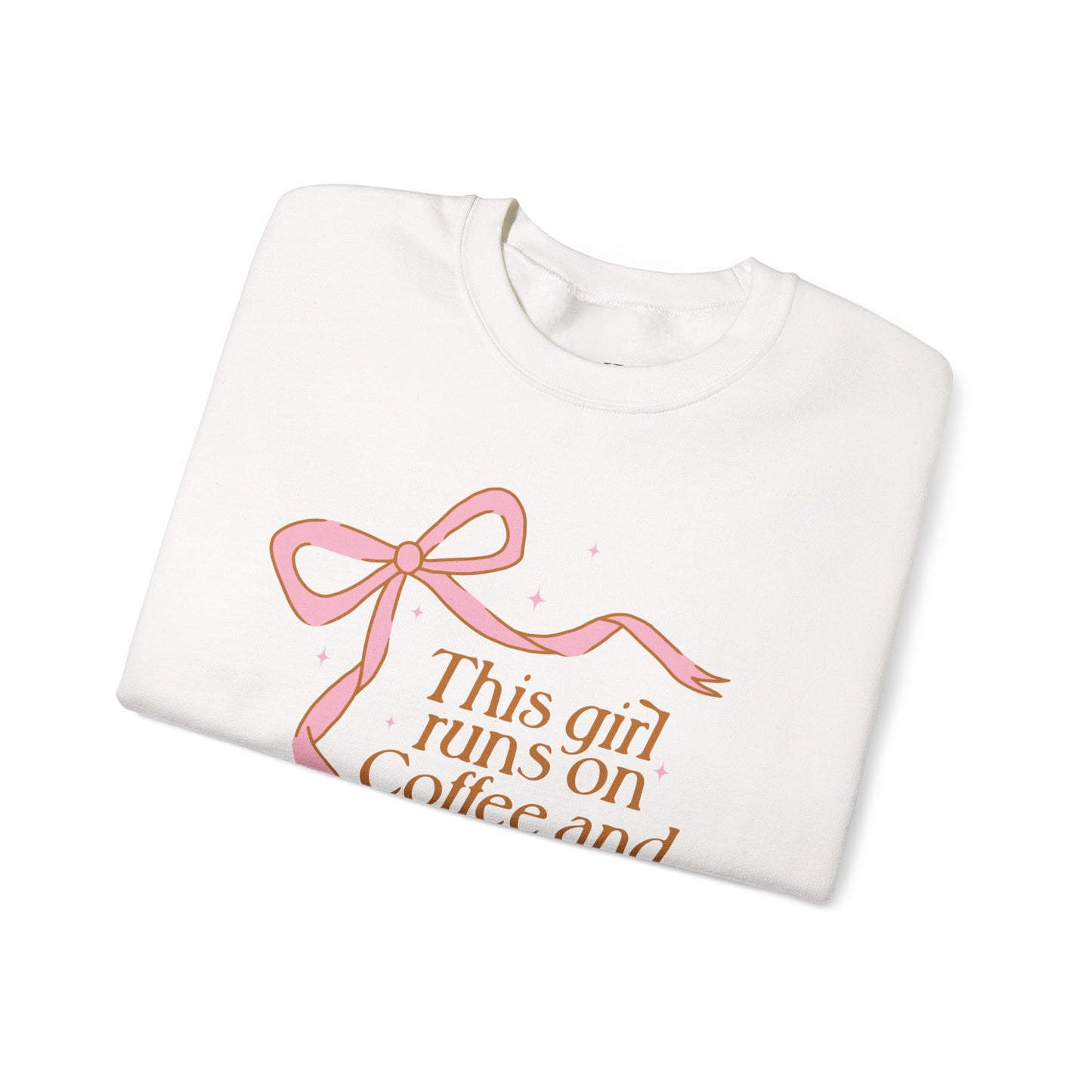 Christian Sweatshirt — "This Girl Runs on Coffee and Jesus" Cozy Crewneck