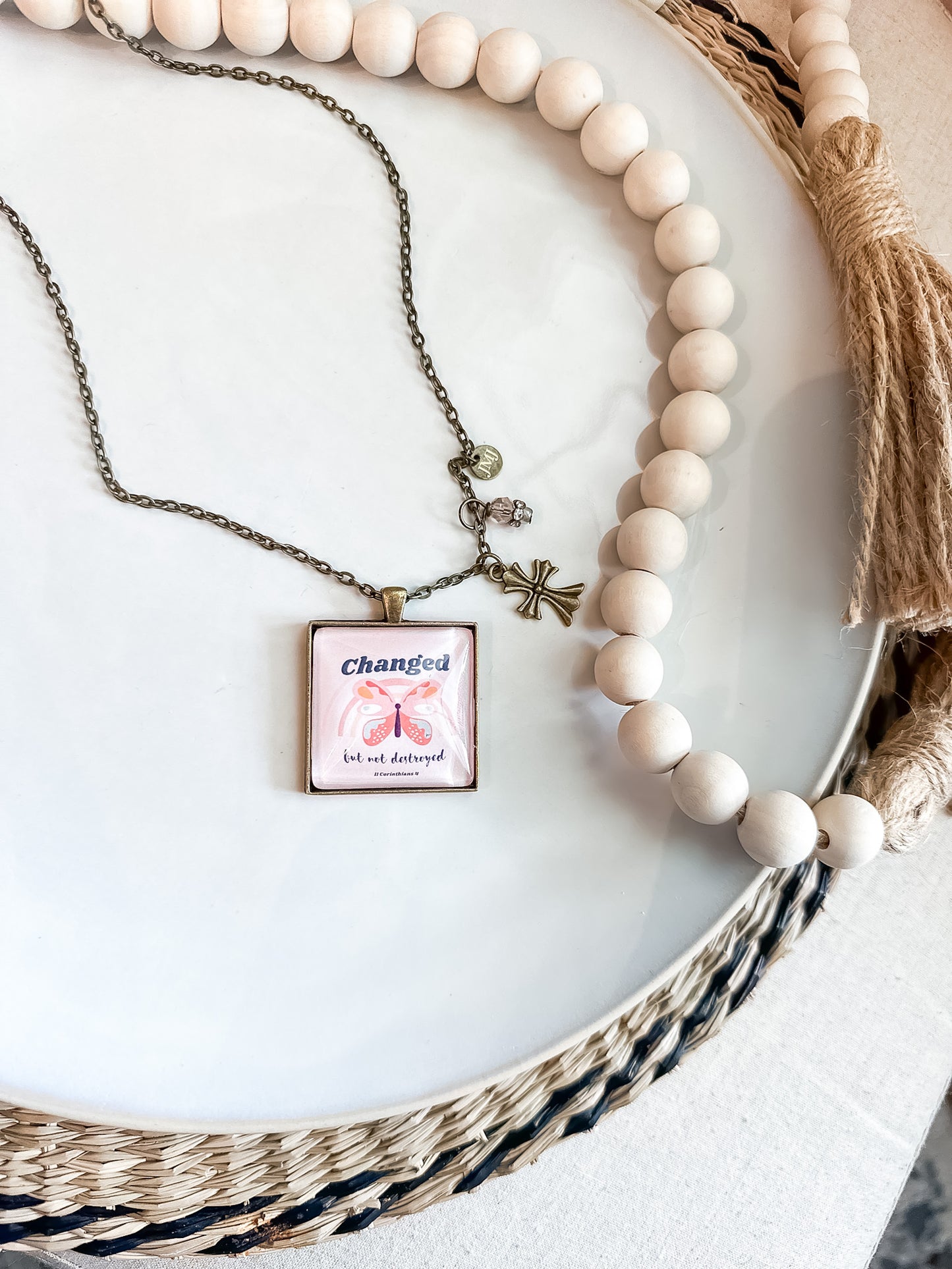 Changed But Not Destroyed Bronze Charm Christian Necklace