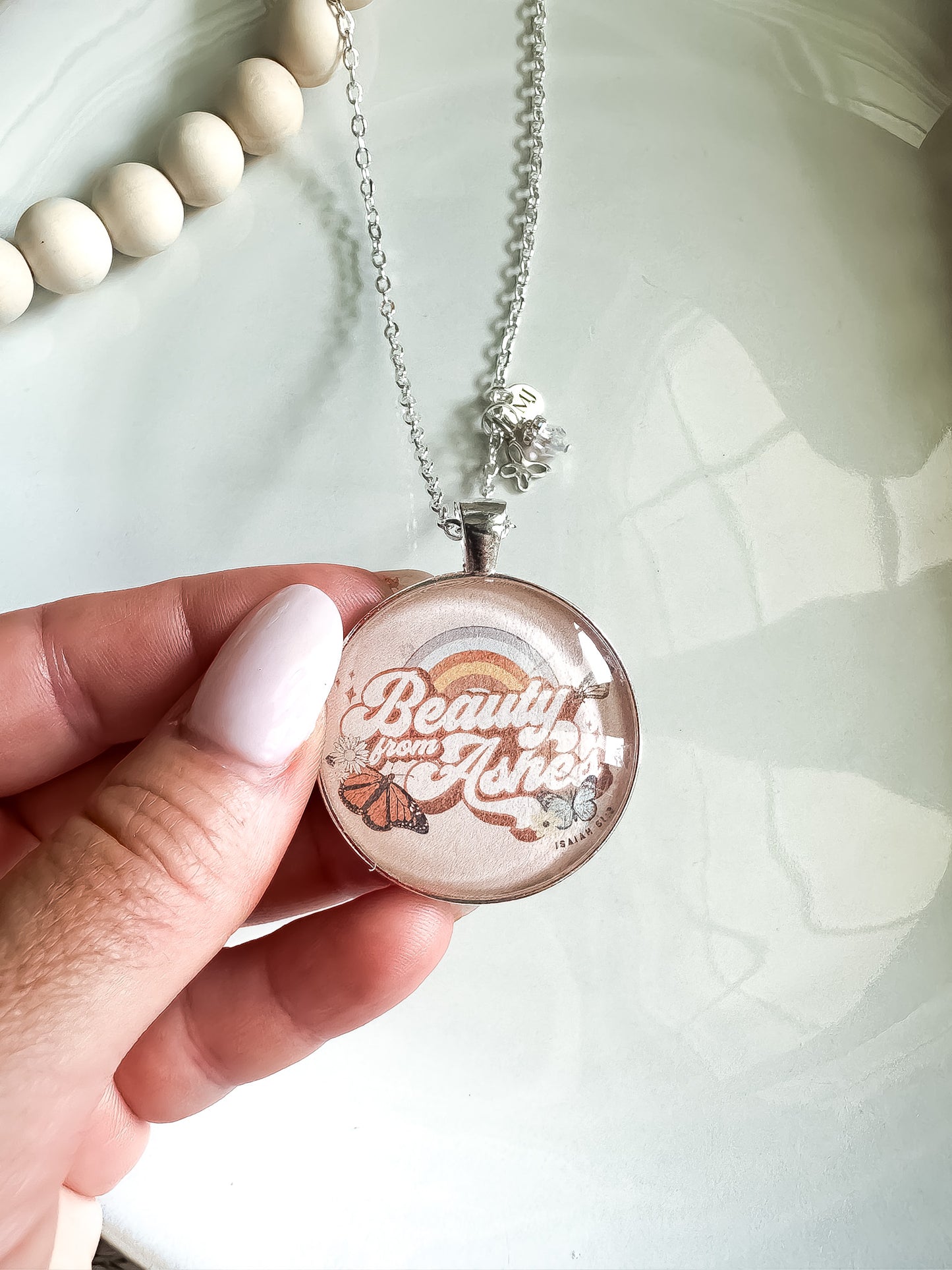 Beauty from Ashes Christian Graphic Charm Necklace (Bronze Only)
