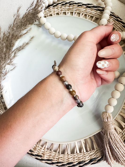 Joy of the Lord Christian Charm Bracelet with Semi-Precious Gemstones in Silver