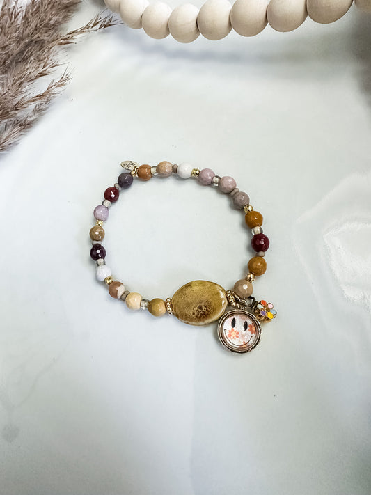 Joy of the Lord Christian Charm Bracelet with Semi-Precious Gemstones in Gold