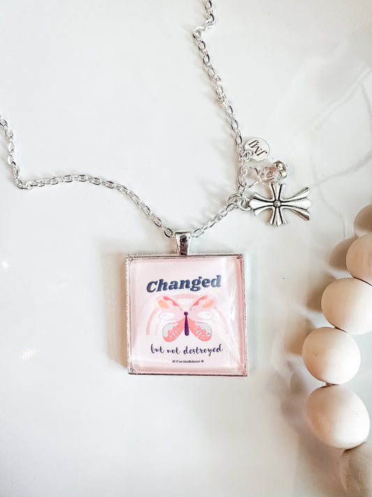 Changed But Not Destroyed Silver Charm Christian Necklace