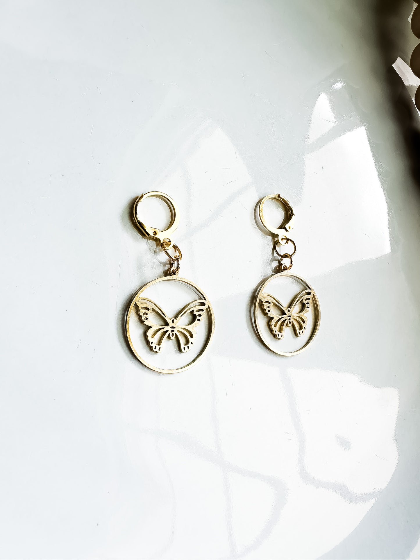 Charmed Gold Butterfly Dream Catcher Earrings