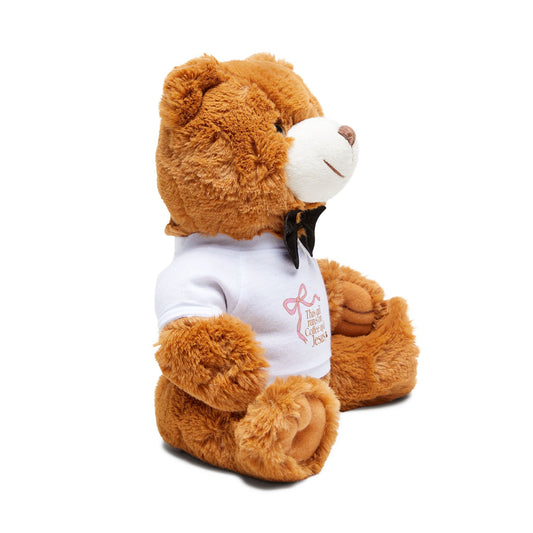 Teddy Bear Plush with 'This Girl Runs on Coffee and Jesus' T‑Shirt