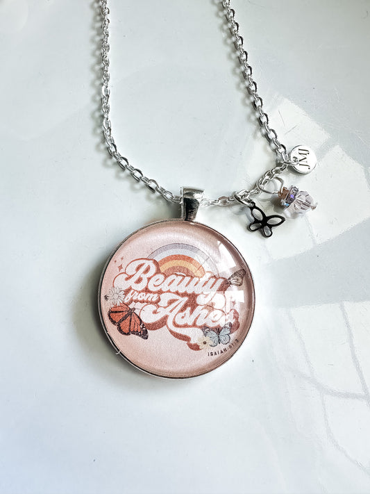 Beauty from Ashes Christian Graphic Charm Necklace