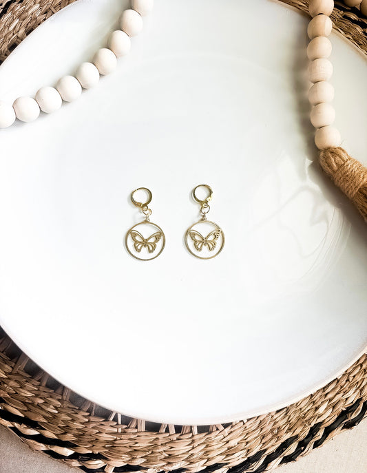 Charmed Gold Butterfly Dream Catcher Earrings