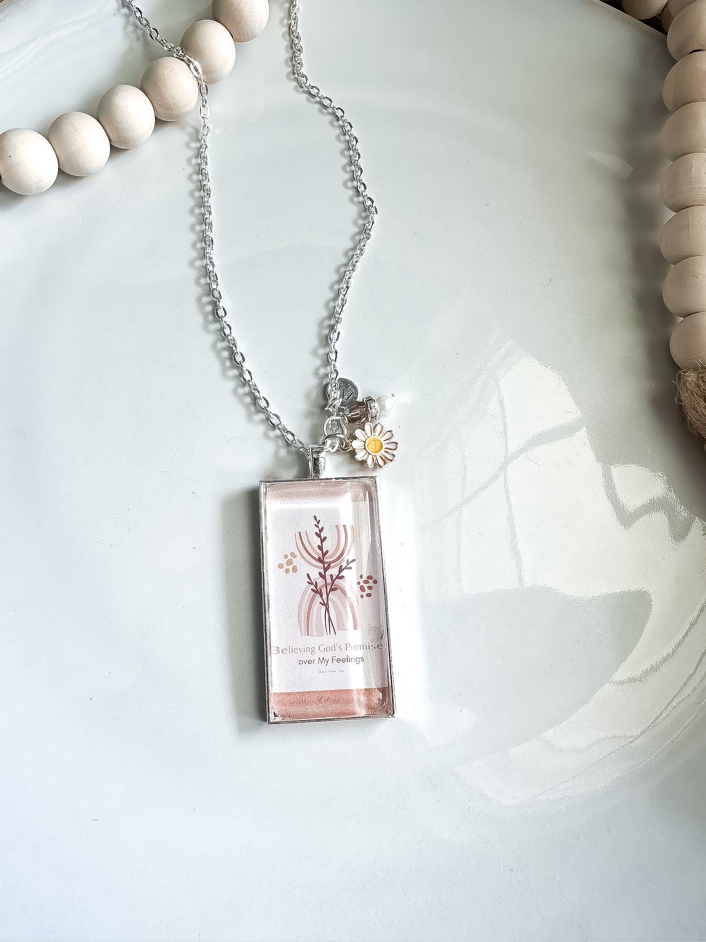 Believing God's Promises Silver Faith Graphic Necklace Christian Jewelry