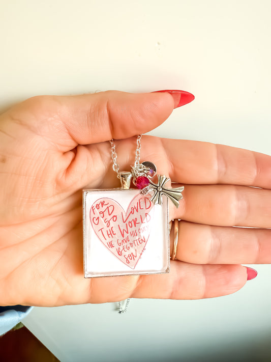 John 3:16 Scripture Necklace (Square)