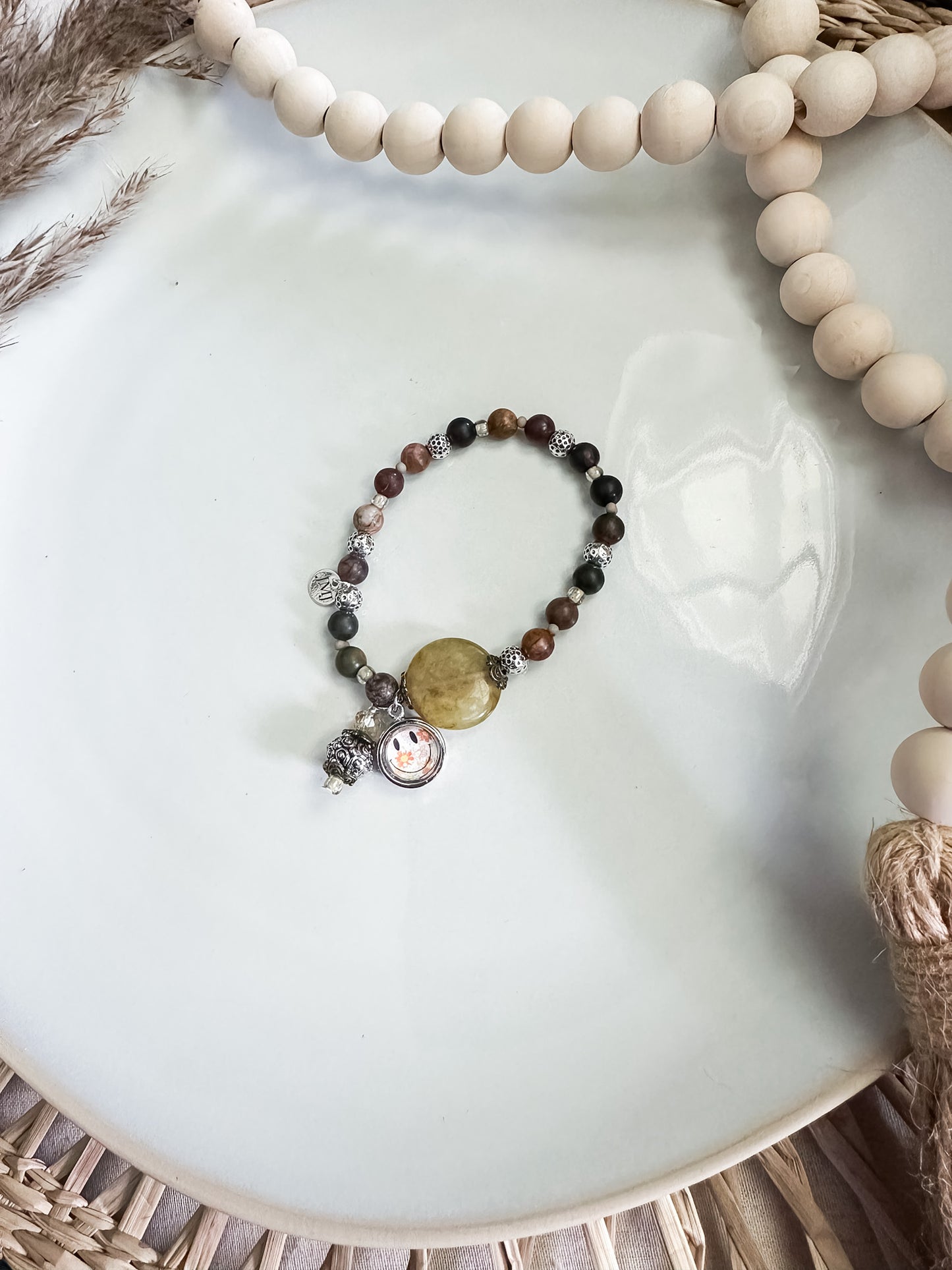 Joy of the Lord Christian Charm Bracelet with Semi-Precious Gemstones in Silver