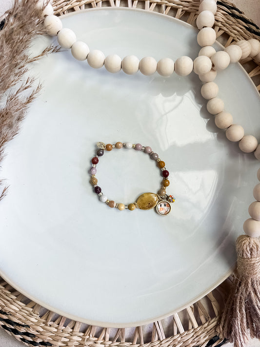 Joy of the Lord Christian Charm Bracelet with Semi-Precious Gemstones in Gold